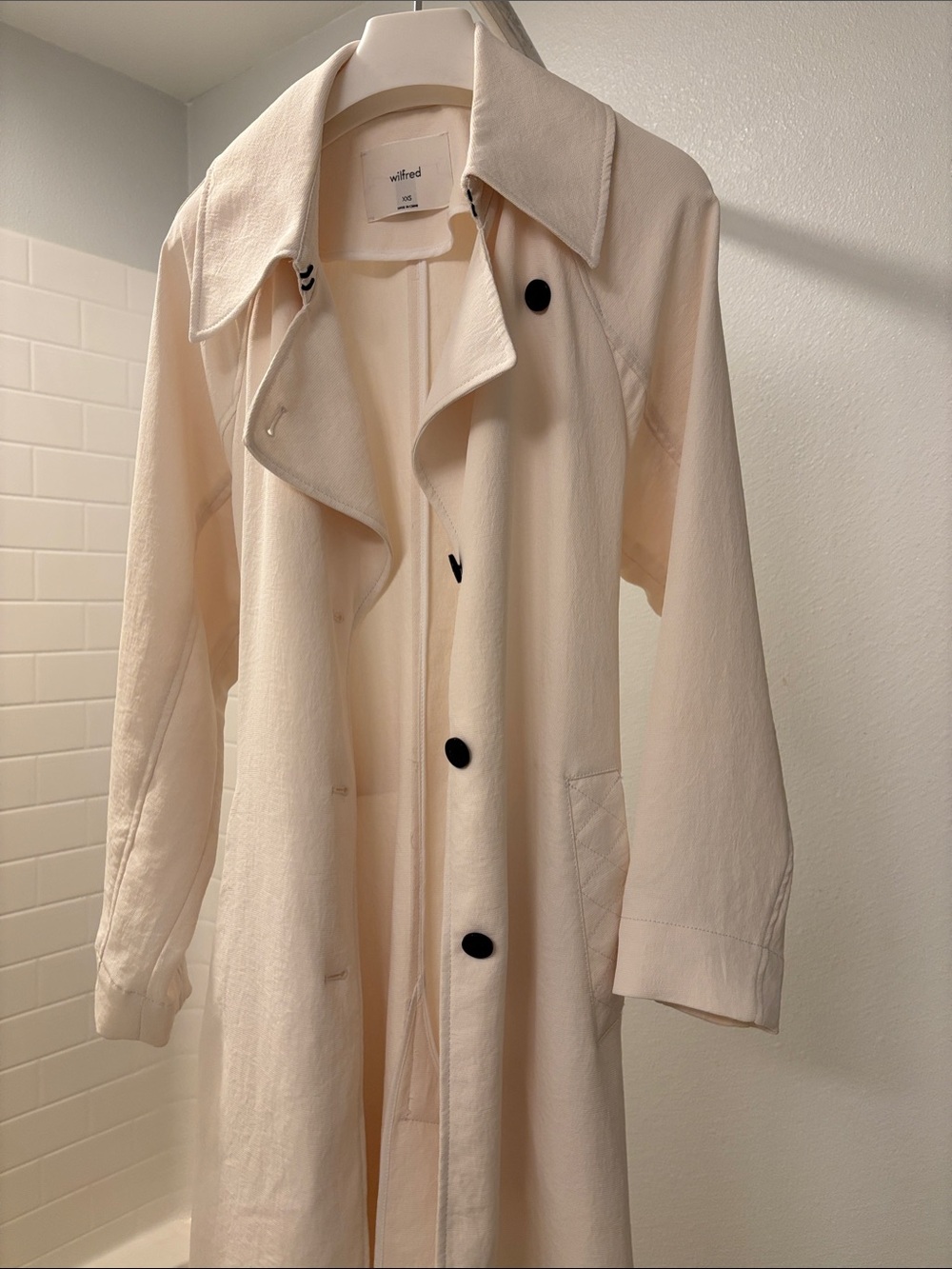 Aritzia Cream Long Button-Front Trench Coat - Picture 1 of 6